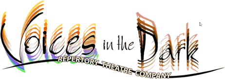 Stylized text with theatrical elements and partial words.