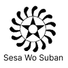 Black circular emblem with stylized human figures and 'Sesa Wo Suban' text.